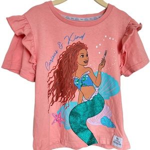 🧜🏼‍♀️LITTLE MERMAID ARIEL PRIMARK T-SHIRT SHORT SLEEVE RUFFLES PEACH🧜🏼‍♀️